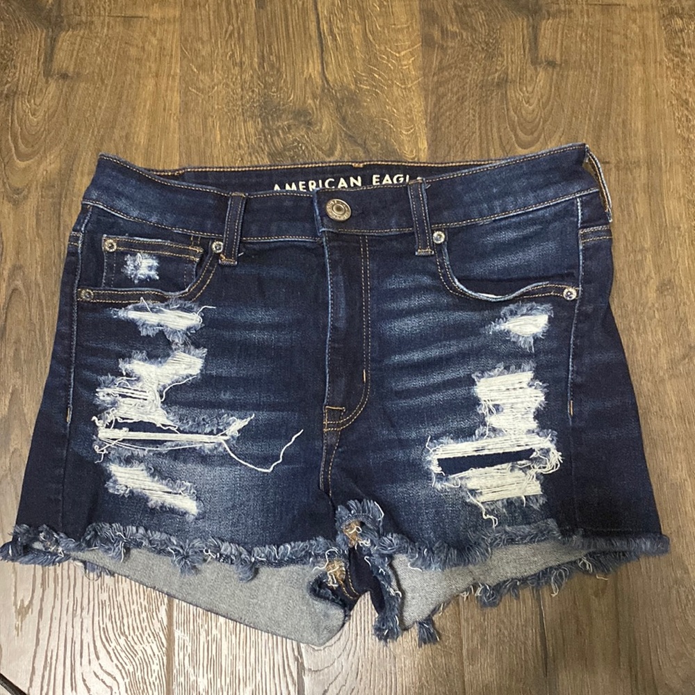 American Eagle Hi-Rise Shortie Distressed Shorts